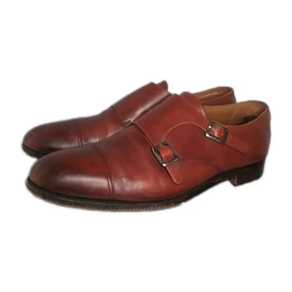 Meermin Mallorca Double Monk Strap Dress Shoes Burgundy Mens 11 Goodyear Welted